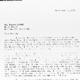 Letter from Ralph J. Bunche...