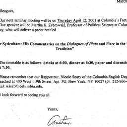 Announcements, 2001-04-12. ...
