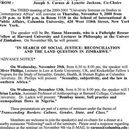 Announcements, 2000-11-09. ...
