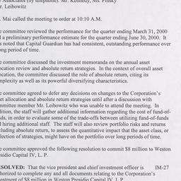 Investment Committee Meeting