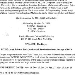 Announcements, 2001-10-24. ...
