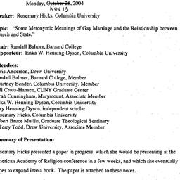 Minutes, 2004-11-15. Religi...