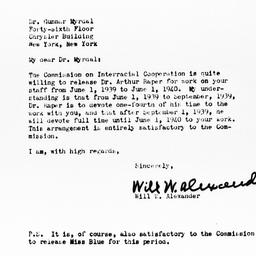 Letter from Will W. Alexand...