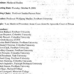 Minutes, 2001-10-09. Mediev...
