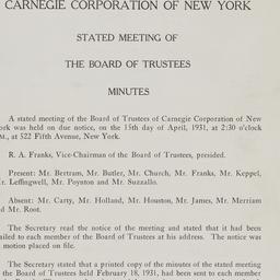 Board Meeting, 4/15/1931