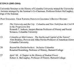 Schedules, History of Colum...