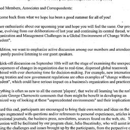Announcements, 2001-09-10. ...