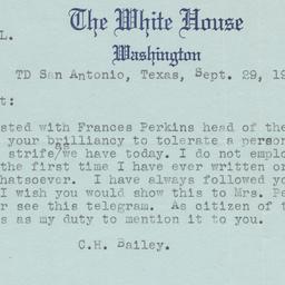 Bailey telegram to Presiden...