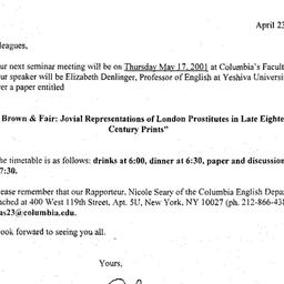 Announcements, 2001-05-17. ...