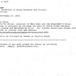 Announcements, 2001-11-27. ...
