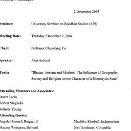 Minutes, 2004-12-02. Buddhi...