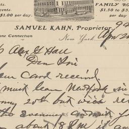 Occidental Hotel. Letter