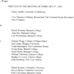 Minutes, 2003-02-06. Econom...
