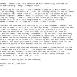 Announcements, 2001-11-08. ...