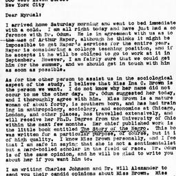 Letter from Guy B. Johnson ...
