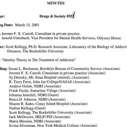 Minutes, 2001-03-15. Drugs ...