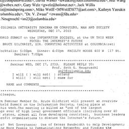 Announcements, 2003-12-17. ...