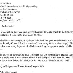 Correspondence, 2001-05-15....