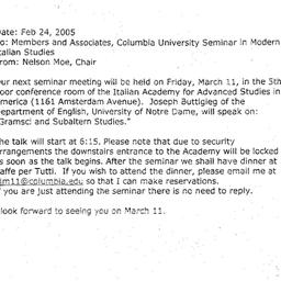Announcements, 2005-03-11. ...