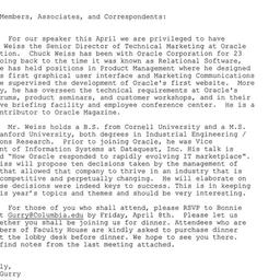 Announcements, 2005-04-11. ...