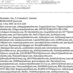 Announcements, 2003-12-09. ...