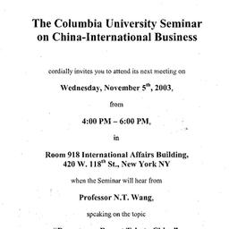 Announcements, 2003-11-05. ...
