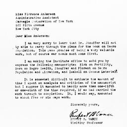 Letter from Rupert B. Vance...