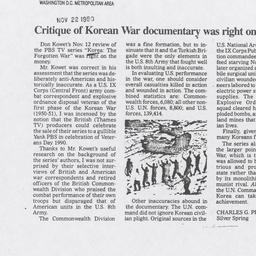 Critique of Korean War docu...