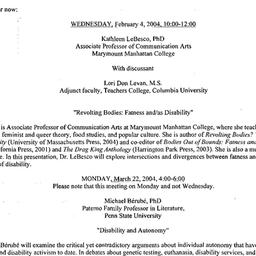 Announcements, 2004-02-04. ...