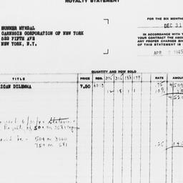 Royalty statement from Harp...