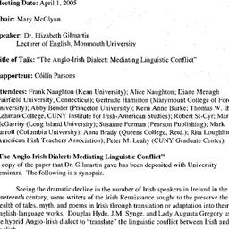 Minutes, 2005-04-01. Irish ...