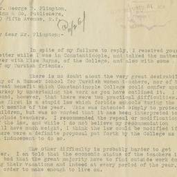 Letter to George A. Plimpto...