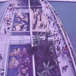 Aerial view, pedestrians on...