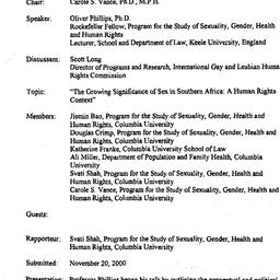 Minutes, 2000-11-01. Sexual...