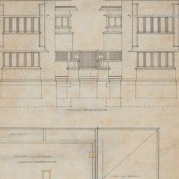 Front elevation, roof plan