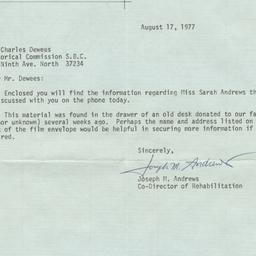 Letter from Joseph M. Andre...