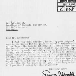 Letter from Gunnar Myrdal t...