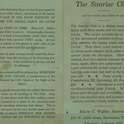 Sunrise Club Dining Society...