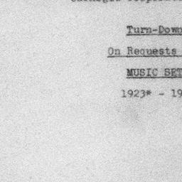 Carnegie Turn-Downs, Music ...