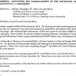 Announcements, 2001-12-10. ...