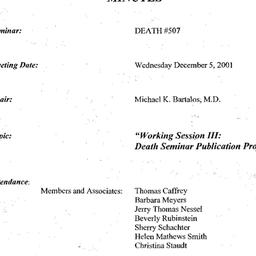 Minutes, 2001-12-05. Death,...