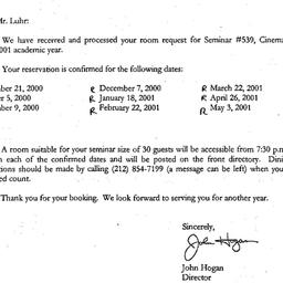 Correspondence, 2001-05-22....