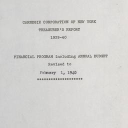 Treasurer's Report, 193...