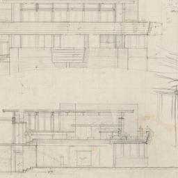 South elevation, sections l...