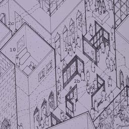 Axonometric line drawing.