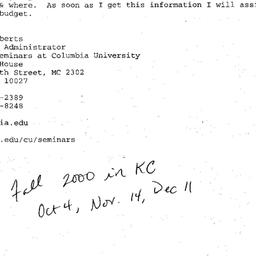 Correspondence, 2000-09-18....