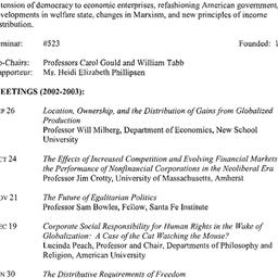 Schedules, Political Econom...