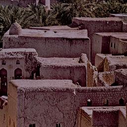 Mudbrick buildings.