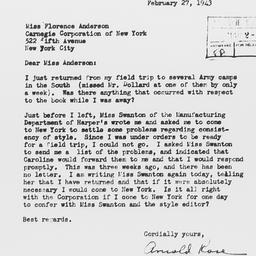 Letter from Arnold M. Rose ...