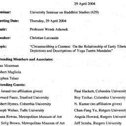 Minutes, 2004-04-29. Buddhi...